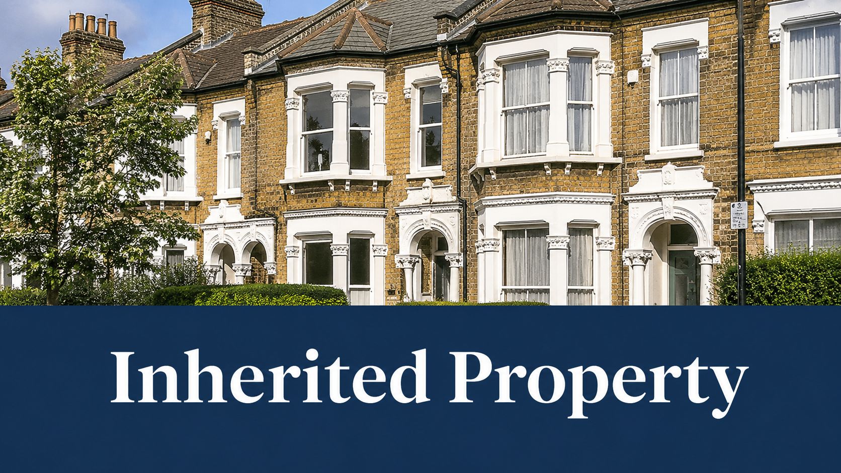 A row of classic Victorian-style brick terrace houses on a sunny residential street with green trees.